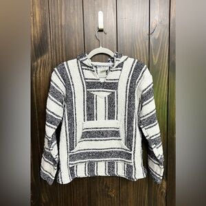 El Paso Saddle Blanket Co Mexican Hippie Pullover Hoodie Vneck Pockets Size:S